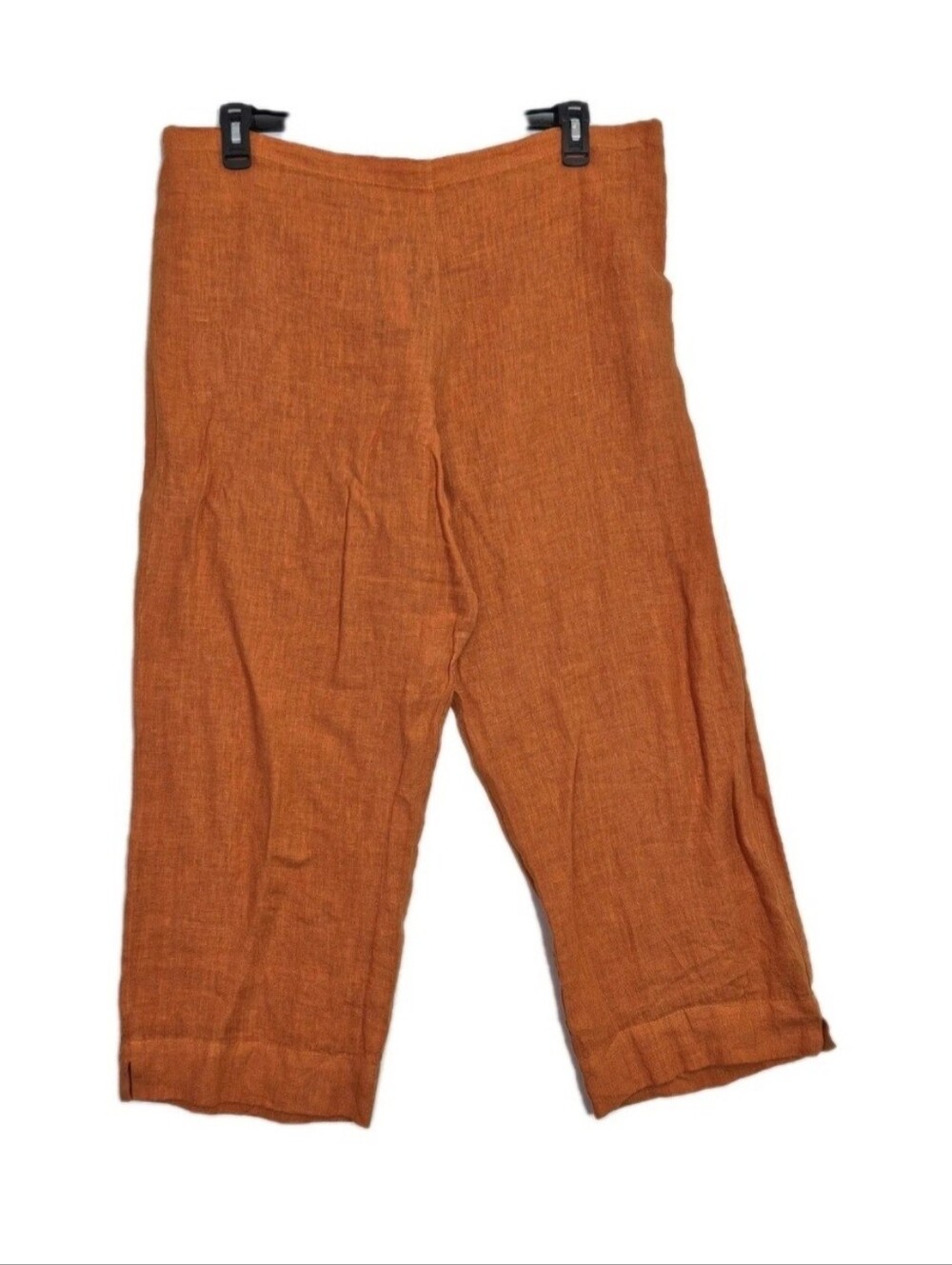 Bryn Walker Women's Pants Size M Wide Leg Linen Pull On Capri Orange Rust 51